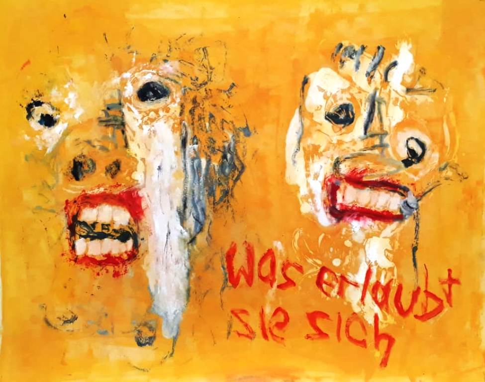 Hans Pfleiderer - was erlaubt sie sich - 02.12.2019 - Öl auf Papier - 40cm x 50cm