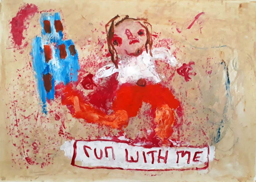 Hans Pfleiderer - run with me - 05.12.2019 - Öl auf Papier - 50cm x 70cm