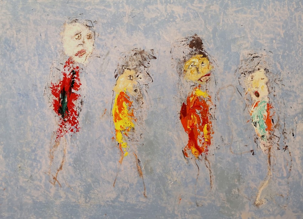 Hans Pfleiderer - Treue und kluge Engel - 07.01.2021 - Öl auf Papier - 50cm x 70cm